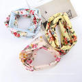 UNIQ Designer Headband Wrap Women Headbands with Twist Knot Boho Flower Print Cross Head Wrap Elastic Hair Band